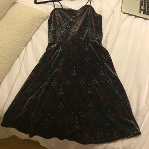 Ecoté velvet pattern skater dress